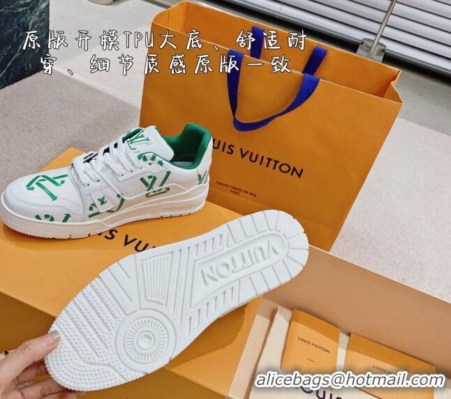 Good Product Louis Vuitton LV Print Trainer Sneakers White/Green 101091