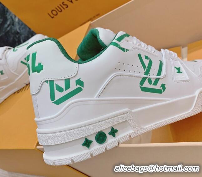 Good Product Louis Vuitton LV Print Trainer Sneakers White/Green 101091