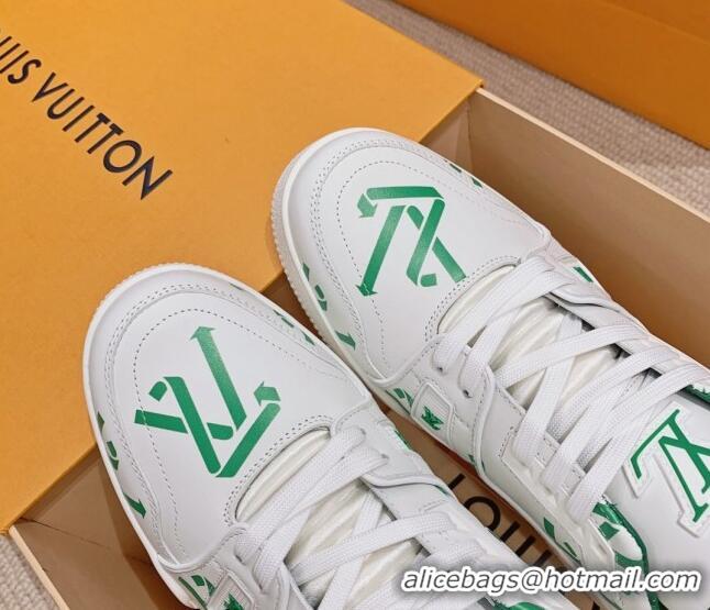 Good Product Louis Vuitton LV Print Trainer Sneakers White/Green 101091