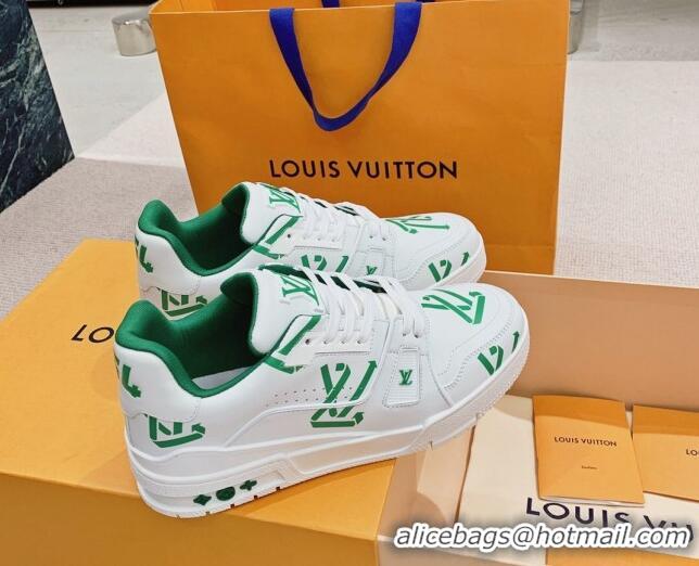 Good Product Louis Vuitton LV Print Trainer Sneakers White/Green 101091