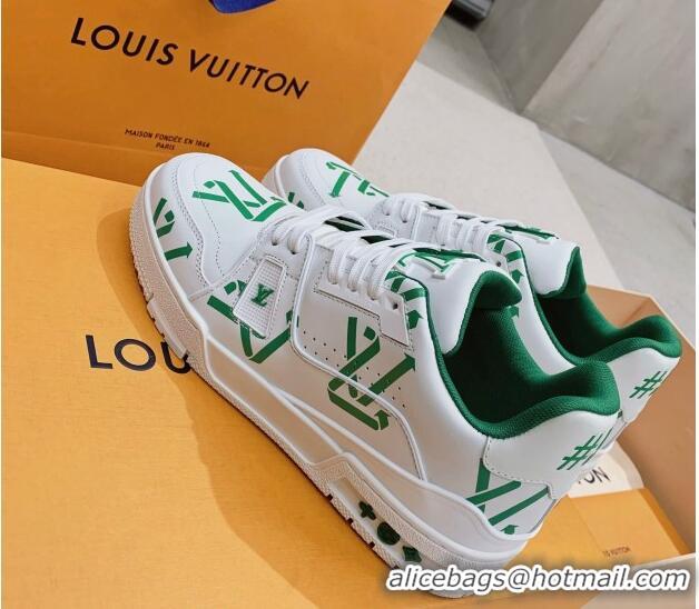 Good Product Louis Vuitton LV Print Trainer Sneakers White/Green 101091