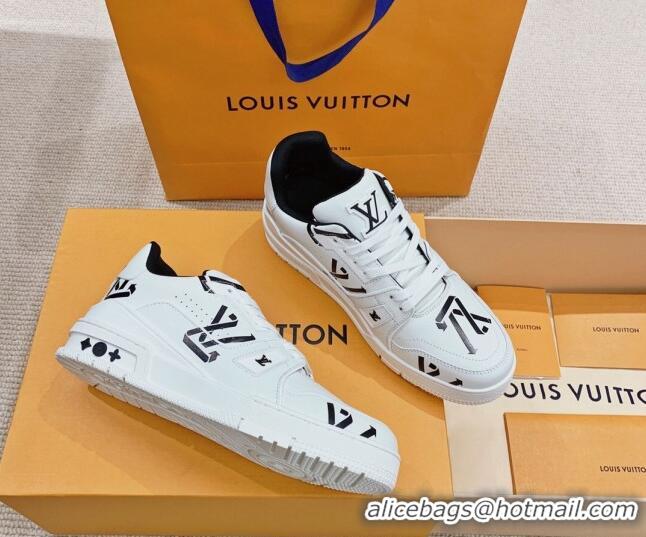 Stylish Louis Vuitton LV Print Trainer Sneakers White/Black 101092