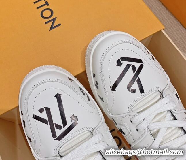 Stylish Louis Vuitton LV Print Trainer Sneakers White/Black 101092