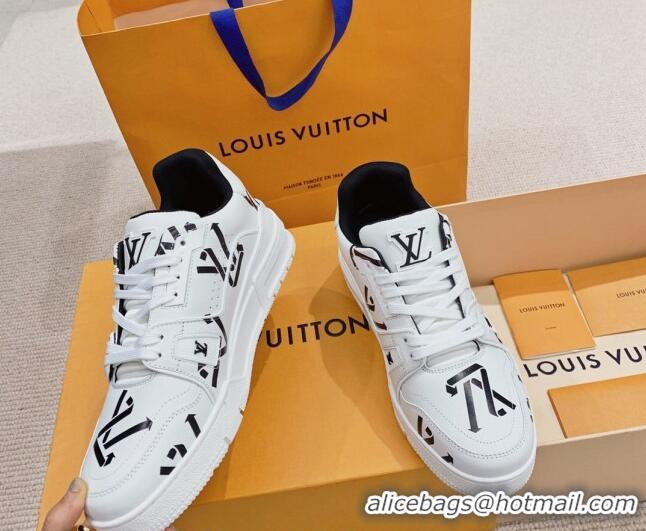 Stylish Louis Vuitton LV Print Trainer Sneakers White/Black 101092