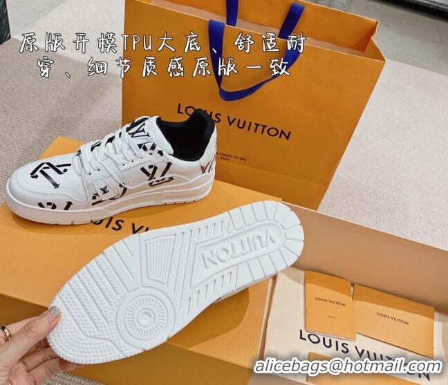 Stylish Louis Vuitton LV Print Trainer Sneakers White/Black 101092