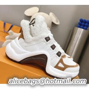 Perfect Louis Vuitton Archlight Sneakers with Shearling White/Brown 101442