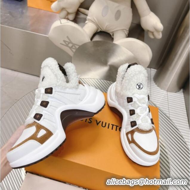 Perfect Louis Vuitton Archlight Sneakers with Shearling White/Brown 101442