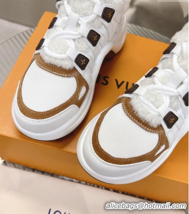 Perfect Louis Vuitton Archlight Sneakers with Shearling White/Brown 101442