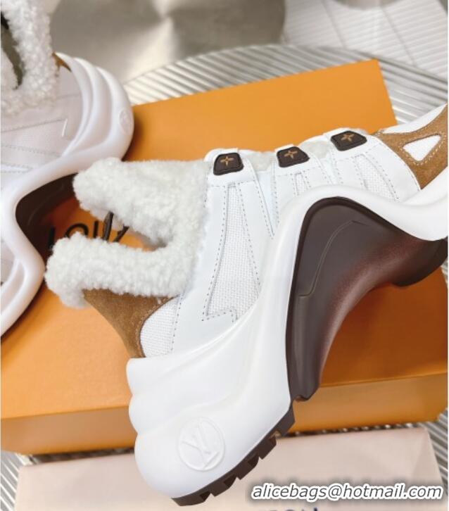 Perfect Louis Vuitton Archlight Sneakers with Shearling White/Brown 101442