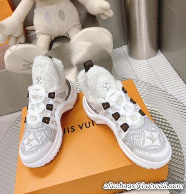 Sumptuous Louis Vuitton Since 1854 Archlight Sneakers with Shearling Grey 101443