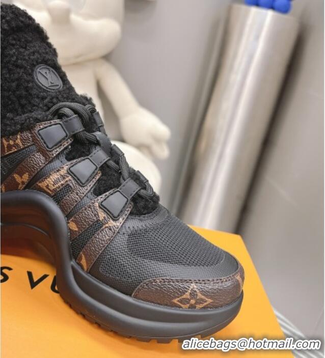 Discount Louis Vuitton Archlight Sneakers with Shearling Black/Monogram 101445