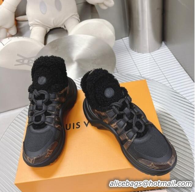 Discount Louis Vuitton Archlight Sneakers with Shearling Black/Monogram 101445