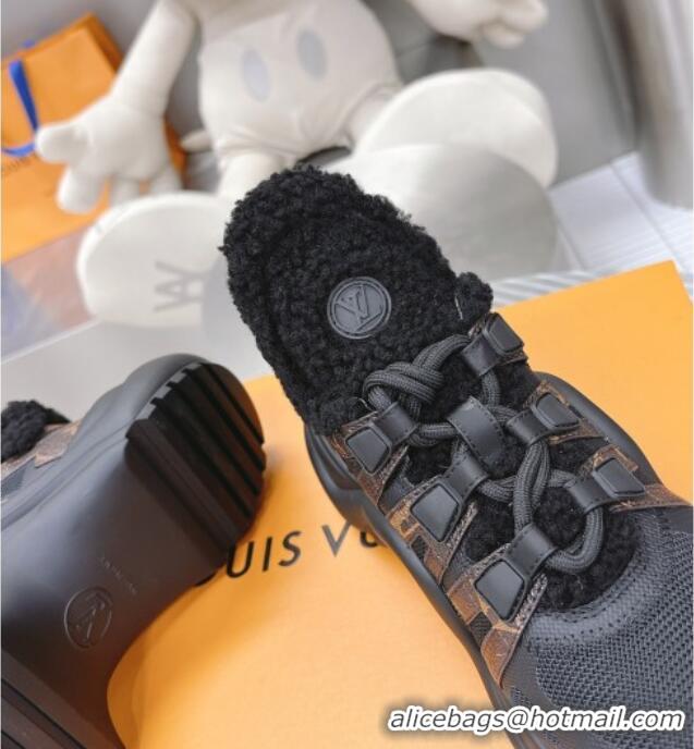 Discount Louis Vuitton Archlight Sneakers with Shearling Black/Monogram 101445