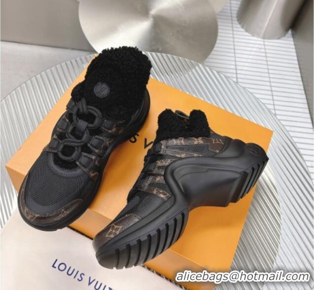 Discount Louis Vuitton Archlight Sneakers with Shearling Black/Monogram 101445