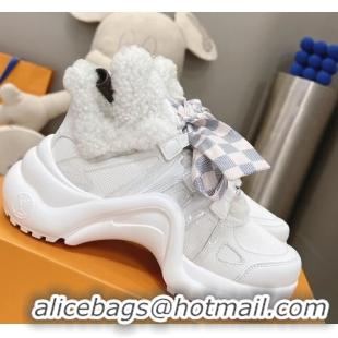 Hot Style Louis Vuitton Archlight Sneakers with Shearling and Bow White 101446