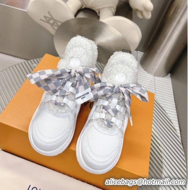 Hot Style Louis Vuitton Archlight Sneakers with Shearling and Bow White 101446