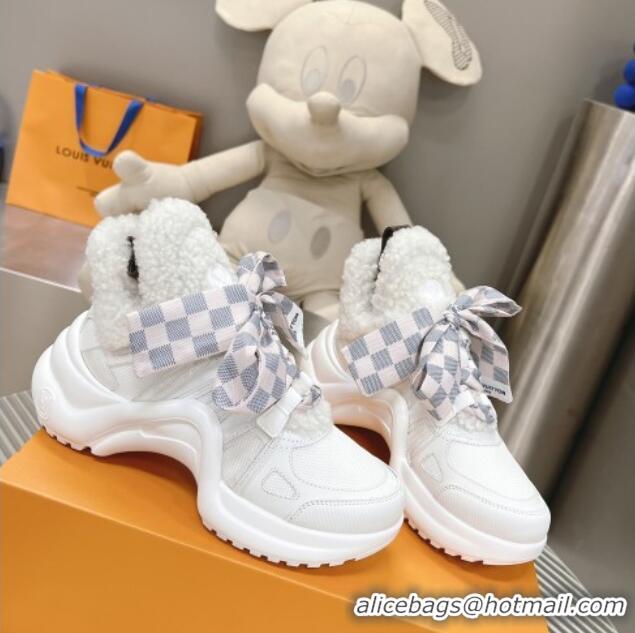 Hot Style Louis Vuitton Archlight Sneakers with Shearling and Bow White 101446