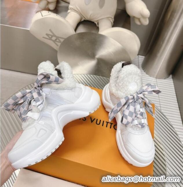 Hot Style Louis Vuitton Archlight Sneakers with Shearling and Bow White 101446