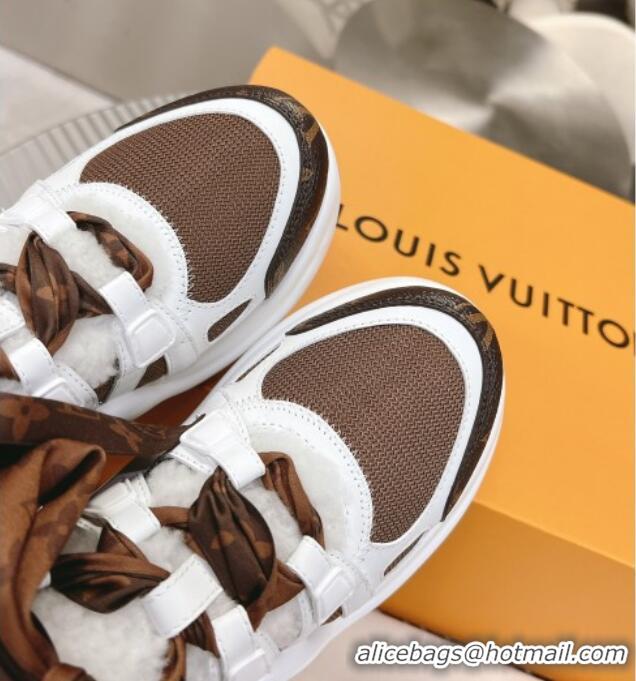 Luxury Discount Louis Vuitton Archlight Sneakers with Shearling and Bow Brown 101447