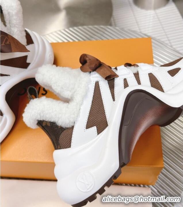 Luxury Discount Louis Vuitton Archlight Sneakers with Shearling and Bow Brown 101447