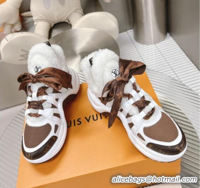 Luxury Discount Louis Vuitton Archlight Sneakers with Shearling and Bow Brown 101447