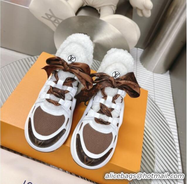 Luxury Discount Louis Vuitton Archlight Sneakers with Shearling and Bow Brown 101447