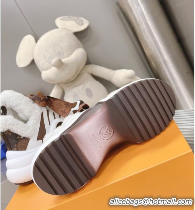 Luxury Discount Louis Vuitton Archlight Sneakers with Shearling and Bow Brown 101447