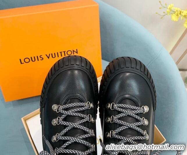 Sophisticated Louis Vuitton Ruby Flat Ranger Leather Lace-up Boots Black 110223