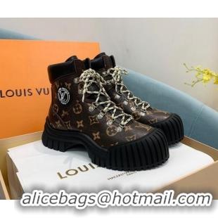 Popular Style Louis Vuitton Ruby Flat Ranger Monogram Canvas Lace-up Boots 110224