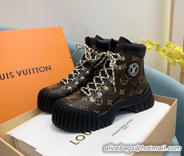 Popular Style Louis Vuitton Ruby Flat Ranger Monogram Canvas Lace-up Boots 110224