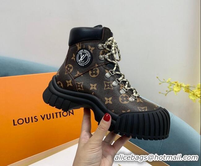 Popular Style Louis Vuitton Ruby Flat Ranger Monogram Canvas Lace-up Boots 110224