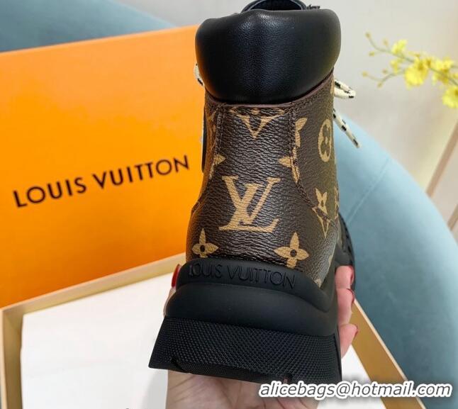 Popular Style Louis Vuitton Ruby Flat Ranger Monogram Canvas Lace-up Boots 110224