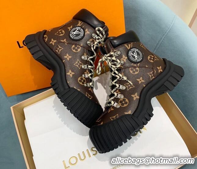 Popular Style Louis Vuitton Ruby Flat Ranger Monogram Canvas Lace-up Boots 110224