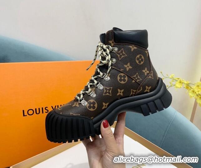 Popular Style Louis Vuitton Ruby Flat Ranger Monogram Canvas Lace-up Boots 110224