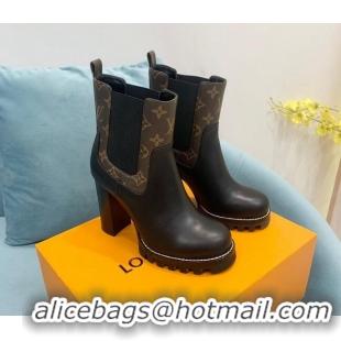 Discount Louis Vuitton Star Trail Ankle Boots 9.5cm in Leather and Monogram Canvas Black 110226