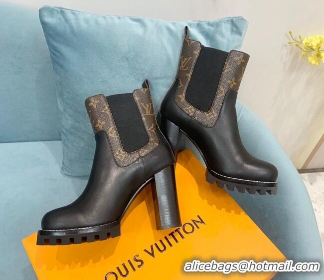 Discount Louis Vuitton Star Trail Ankle Boots 9.5cm in Leather and Monogram Canvas Black 110226