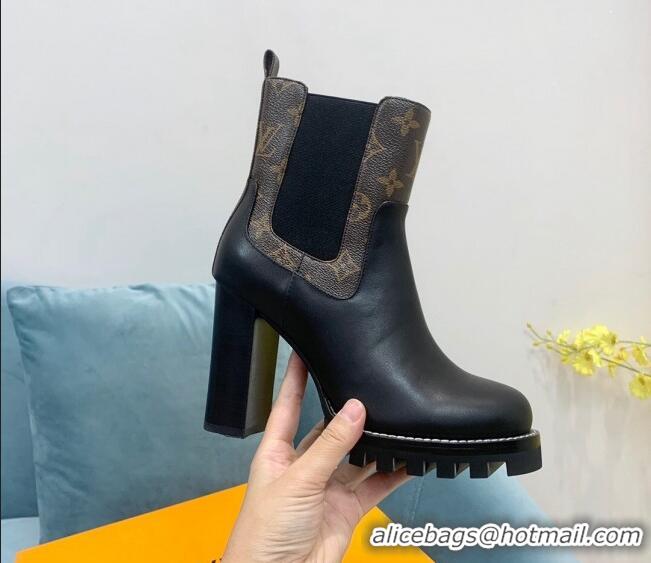 Discount Louis Vuitton Star Trail Ankle Boots 9.5cm in Leather and Monogram Canvas Black 110226