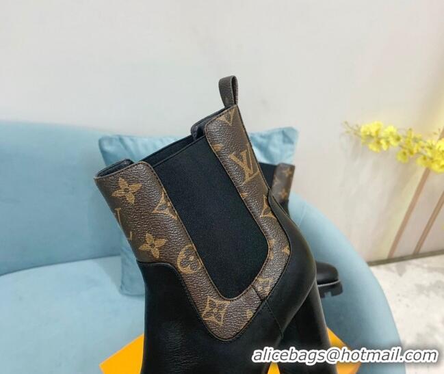 Discount Louis Vuitton Star Trail Ankle Boots 9.5cm in Leather and Monogram Canvas Black 110226