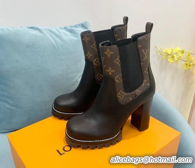 Discount Louis Vuitton Star Trail Ankle Boots 9.5cm in Leather and Monogram Canvas Black 110226