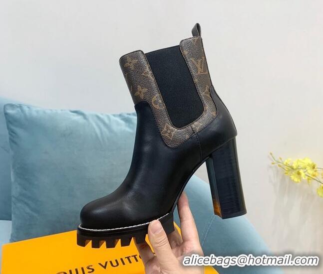 Discount Louis Vuitton Star Trail Ankle Boots 9.5cm in Leather and Monogram Canvas Black 110226