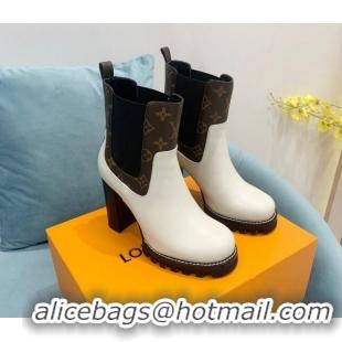 Charming Louis Vuitton Star Trail Ankle Boots 9.5cm in Leather and Monogram Canvas White 110227