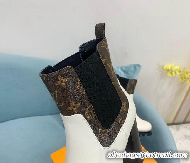 Charming Louis Vuitton Star Trail Ankle Boots 9.5cm in Leather and Monogram Canvas White 110227