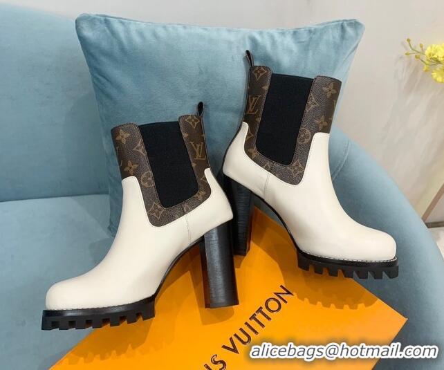 Charming Louis Vuitton Star Trail Ankle Boots 9.5cm in Leather and Monogram Canvas White 110227