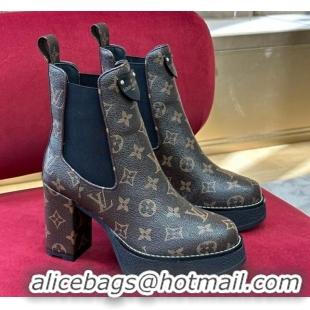 Sumptuous Louis Vuitton V Beaubourg Platform Ankle Boot 10cm Monogram Canvas 110231