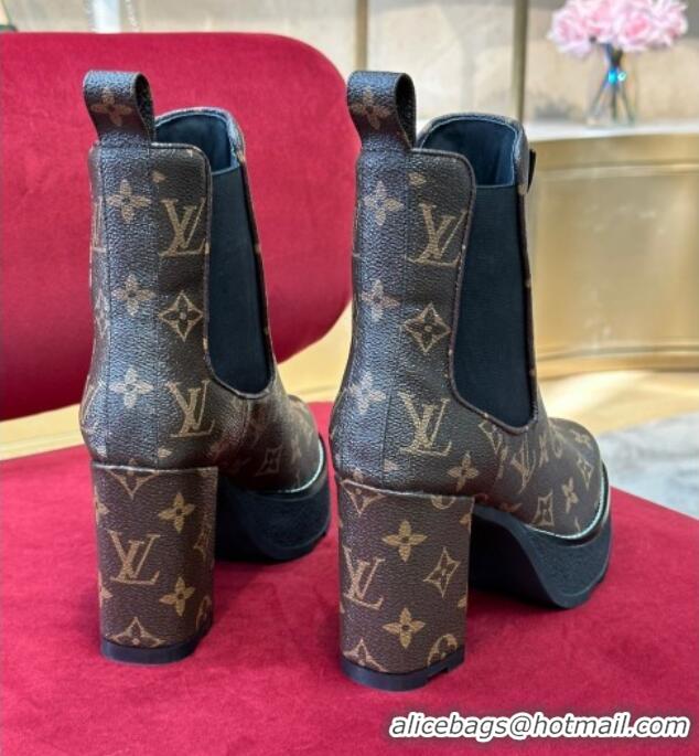 Sumptuous Louis Vuitton V Beaubourg Platform Ankle Boot 10cm Monogram Canvas 110231