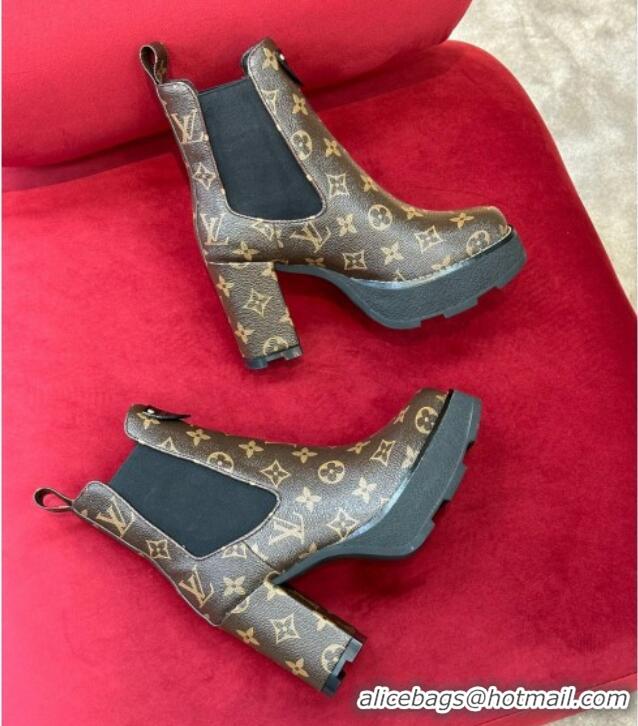 Sumptuous Louis Vuitton V Beaubourg Platform Ankle Boot 10cm Monogram Canvas 110231