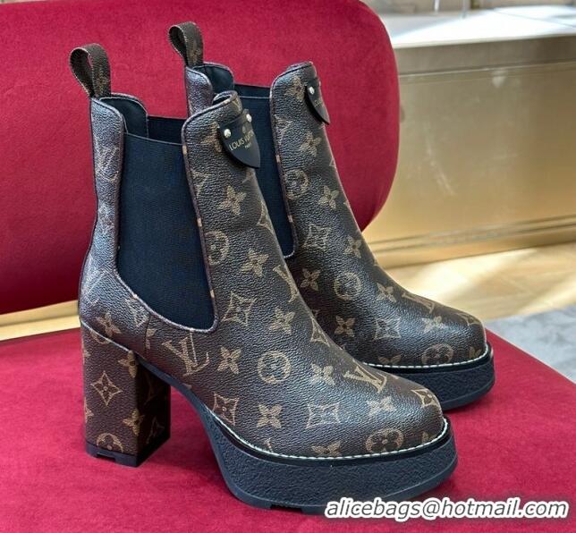 Sumptuous Louis Vuitton V Beaubourg Platform Ankle Boot 10cm Monogram Canvas 110231