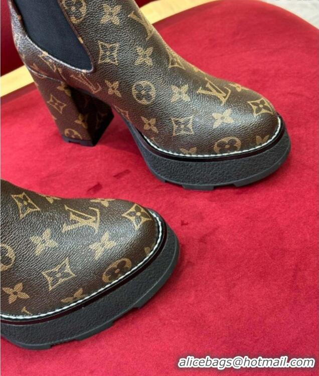 Sumptuous Louis Vuitton V Beaubourg Platform Ankle Boot 10cm Monogram Canvas 110231