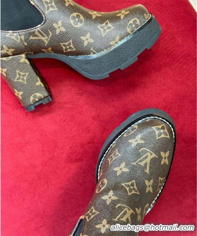 Sumptuous Louis Vuitton V Beaubourg Platform Ankle Boot 10cm Monogram Canvas 110231