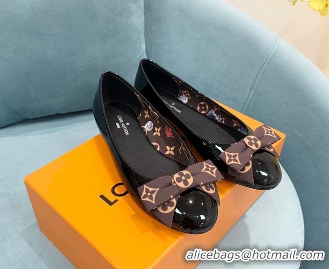 Sophisticated Louis Vuitton Popi Flat Ballerinas in Patent Leather Black 110233